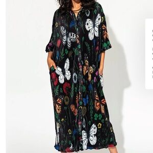 Dressed in LALA Black Maxi Dress with Colorful Butterfly Print